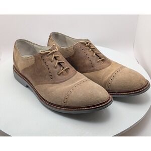 Cole Haan Mens 10.5 M Saddle Oxford Shoes Tan Suede Leather Nike Air